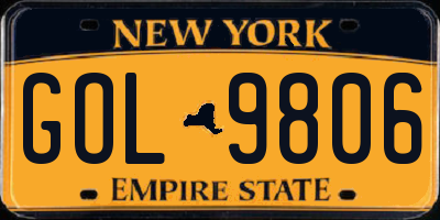 NY license plate GOL9806