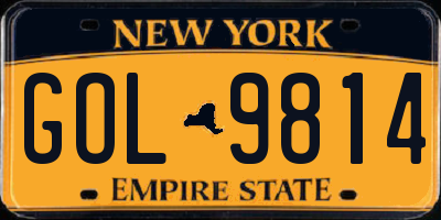 NY license plate GOL9814