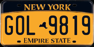 NY license plate GOL9819