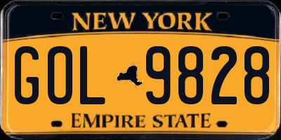 NY license plate GOL9828