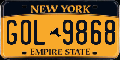 NY license plate GOL9868