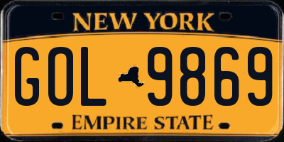 NY license plate GOL9869