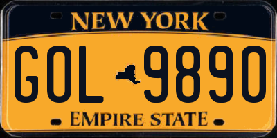 NY license plate GOL9890