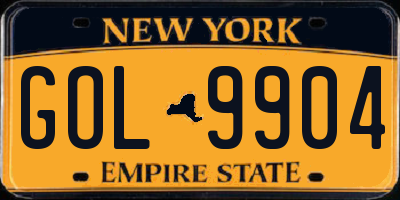 NY license plate GOL9904