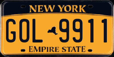 NY license plate GOL9911
