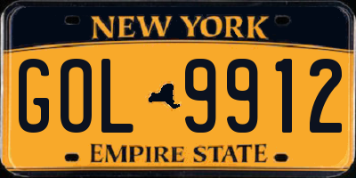 NY license plate GOL9912
