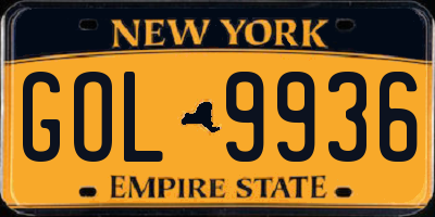 NY license plate GOL9936