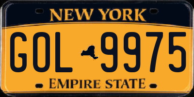 NY license plate GOL9975