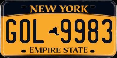 NY license plate GOL9983