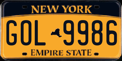 NY license plate GOL9986