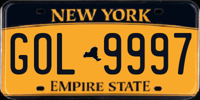 NY license plate GOL9997