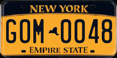 NY license plate GOM0048