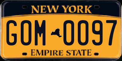 NY license plate GOM0097