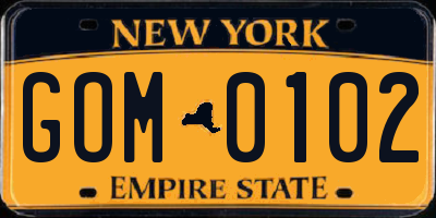 NY license plate GOM0102