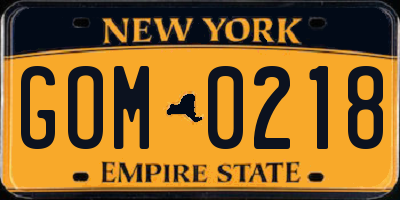 NY license plate GOM0218