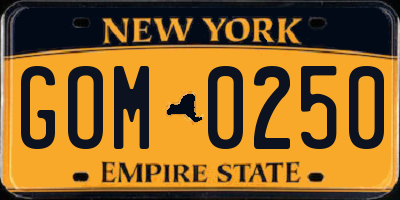 NY license plate GOM0250