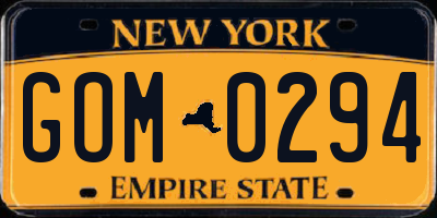 NY license plate GOM0294