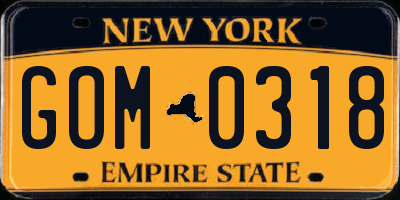 NY license plate GOM0318