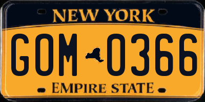 NY license plate GOM0366