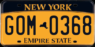NY license plate GOM0368
