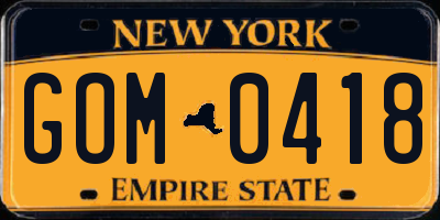 NY license plate GOM0418