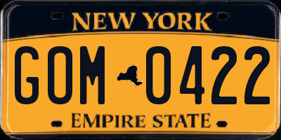 NY license plate GOM0422