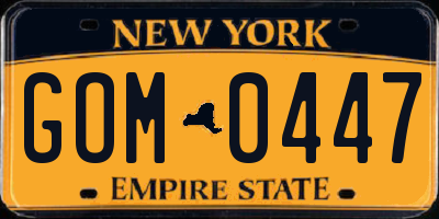 NY license plate GOM0447