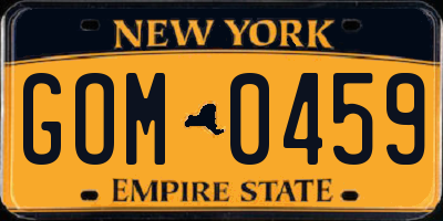 NY license plate GOM0459