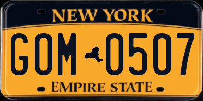 NY license plate GOM0507