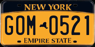 NY license plate GOM0521