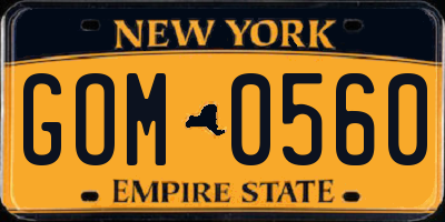 NY license plate GOM0560