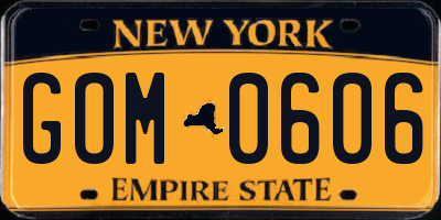 NY license plate GOM0606