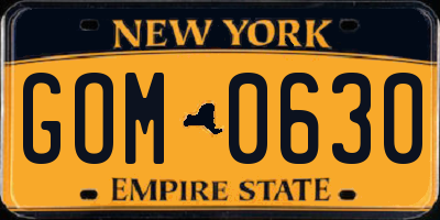 NY license plate GOM0630