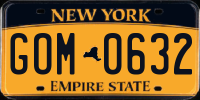 NY license plate GOM0632