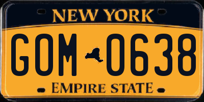 NY license plate GOM0638