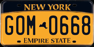 NY license plate GOM0668