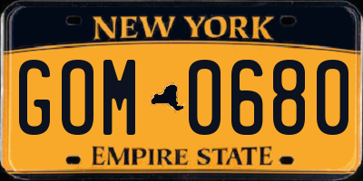 NY license plate GOM0680