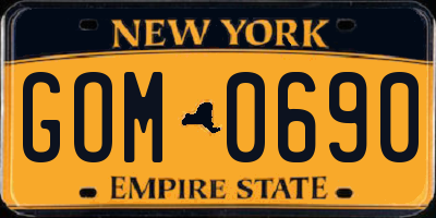 NY license plate GOM0690