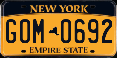 NY license plate GOM0692