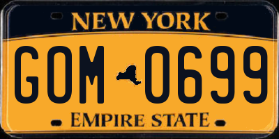 NY license plate GOM0699