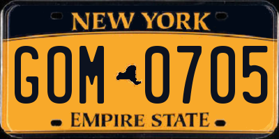 NY license plate GOM0705