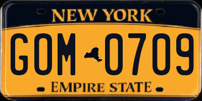 NY license plate GOM0709