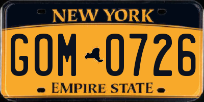 NY license plate GOM0726