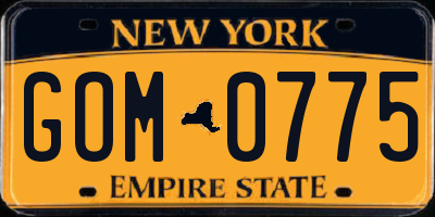 NY license plate GOM0775