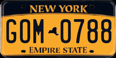 NY license plate GOM0788