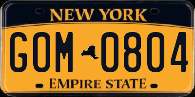 NY license plate GOM0804