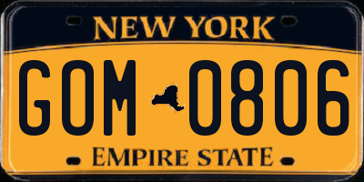 NY license plate GOM0806