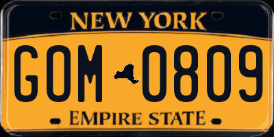 NY license plate GOM0809