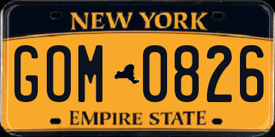 NY license plate GOM0826