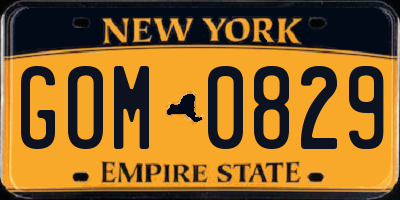 NY license plate GOM0829
